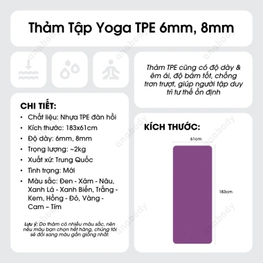 Thảm Tập Yoga & Gym TPE Siêu Bền 6mm-8mm - Giá chỉ 119.000₫, giảm tới 28% 3