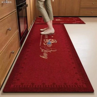 Thảm trải sàn bếp bùn tảo cát màu đỏ năm mới Thấm nước, chống trượt, khô nhanh 6
