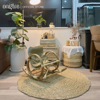 Thảm trải sàn Cói Lục bình ONGTRE tròn cao cấp xuất khẩu tùy chỉnh 60-180cm chỉ 195k