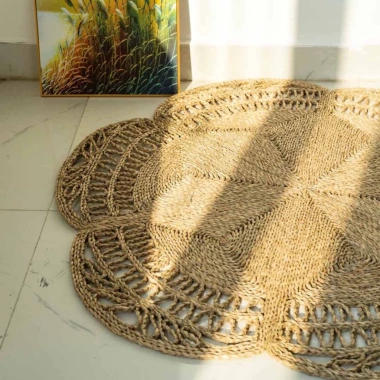 Thảm trải sàn kích thước lớn, thảm cói tròn decor, phù hợp phòng khách, trẻ em, giá chỉ 280.000 VND 7