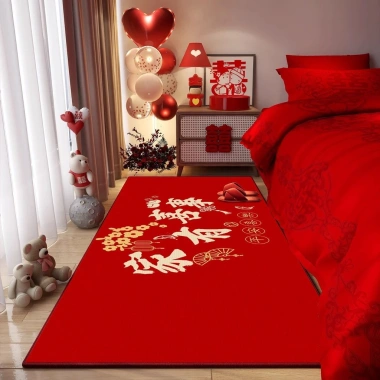 Thảm trải sàn lễ hội màu đỏ 8.538 – Trang trí đám cưới, phòng ngủ, chăn đầu giường, bàn chân gia đình, giảm giá 20%
