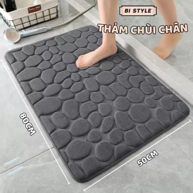 Thảm Trải Sàn Nhà Tắm Thấm Hút Nước - Họa Tiết Đá Nổi, Chống Trơn Trượt, 39.000₫
