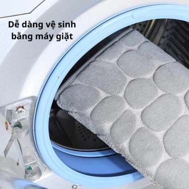 Thảm Trải Sàn Nhà Tắm Thấm Hút Nước - Họa Tiết Đá Nổi, Chống Trơn Trượt, 39.000₫