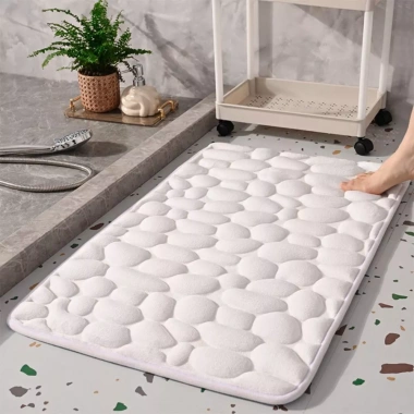 Thảm Trải Sàn Nhà Tắm Thấm Hút Nước - Họa Tiết Đá Nổi, Chống Trơn Trượt, 39.000₫