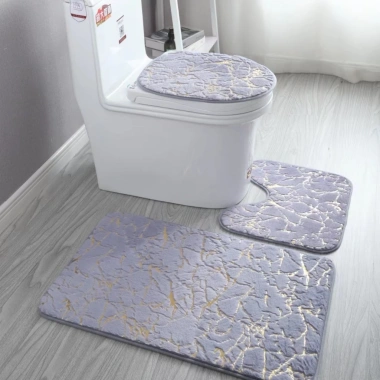 Thảm Trải Sàn Nhà Vệ Sinh Giả Đá Cẩm Thạch 3 Món Cao Cấp Tiện Lợi Thẩm Mỹ Giá Ưu Đãi 132.300