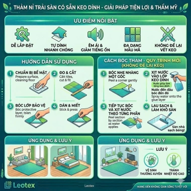 Thảm trải sàn tự dính 30x30cm Chống trượt Bảo vệ sàn không bụi Giá 8.399₫ 9