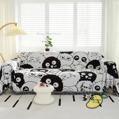 Thảm Trải Sofa Hình Bồ Hồng 2 Mặt Đen Trắng Ngộ Nghĩnh, Dễ Gập Picnic Cắm Trại 6