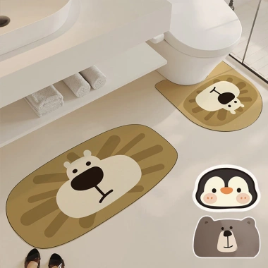 Thảm vệ sinh phòng tắm hoạt hình chữ U sáng tạo, chống trượt, giá ưu đãi 90.936₫