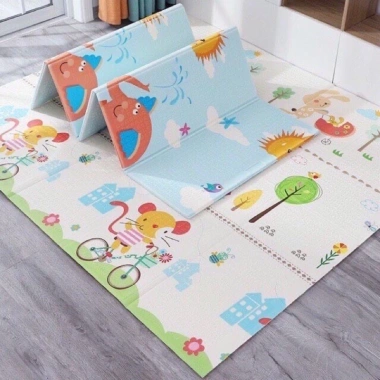 Thảm xốp gấp gọn 2 mặt PE cho bé tập bò, chống ngã, chống thấm, chiếu ngủ đa năng - Miu