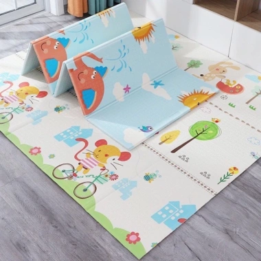 Thảm xốp gấp gọn 2 mặt PE cho bé tập bò, chống ngã, chống thấm, chiếu ngủ đa năng - Miu 4