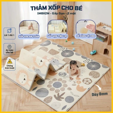 Thảm xốp gấp gọn cho bé dày, không thấm nước XPE 1.8x2m - Giá ưu đãi 95.000đ