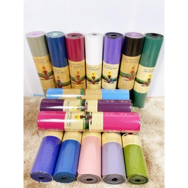 Thảm Yoga 2 Lớp 6mm Chống Trượt TPE - Thảm Gym Đa Năng kèm Túi, Giá 33.000 VND