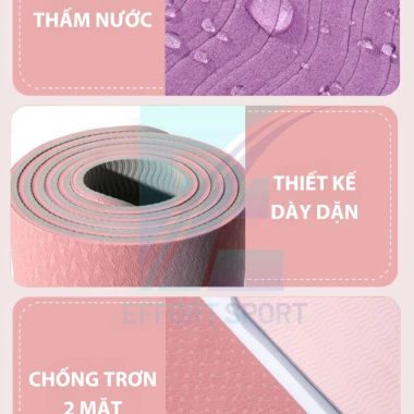 Thảm Yoga 2 lớp siêu dày TOPBODY EFFORT TPE chống trượt, thấm nước Giá 91.000₫