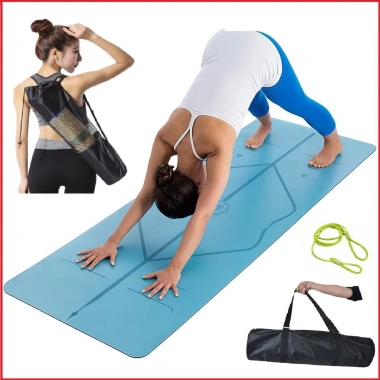 Thảm Yoga 2 Lớp TPE 6mm-8mm Chống Trượt, Định Tuyến, Tặng Túi và Dây Amalife 51k 2