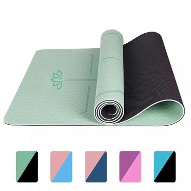 Thảm Yoga 8mm TPE 2 lớp Cao Cấp Gubix - Chống trượt, Định Tuyến, Kèm Túi Đựng