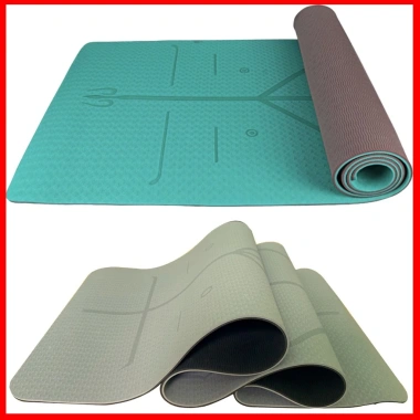 Thảm Yoga 8mm TPE 2 lớp Cao Cấp Gubix - Chống trượt, Định Tuyến, Kèm Túi Đựng
