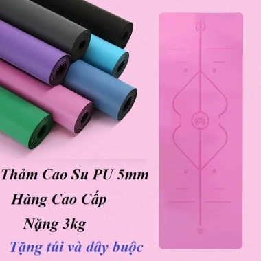 Thảm Yoga Cao Su Định Tuyến 5mm Cao Cấp + Túi Đựng - Thanh Lý 359.000, Hàng Lỗi Xước