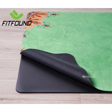Thảm Yoga Cao Su Siêu Mỏng 1,5mm In Hoa Bản Du Lịch Chống Trượt Gấp Gọn FITFOUND 3