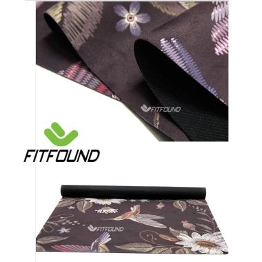 Thảm Yoga Cao Su Siêu Mỏng 1,5mm In Hoa Bản Du Lịch Chống Trượt Gấp Gọn FITFOUND 4
