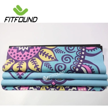 Thảm Yoga Cao Su Siêu Mỏng 1,5mm In Hoa Bản Du Lịch Chống Trượt Gấp Gọn FITFOUND 6