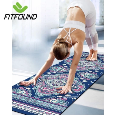 Thảm Yoga Cao Su Siêu Mỏng 1,5mm In Hoa Bản Du Lịch Chống Trượt Gấp Gọn FITFOUND 9