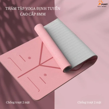 Thảm Yoga Định Tuyến 6-8mm TPE 2 lớp Chống Trượt, Tặng Túi Đeo, Giá 219k