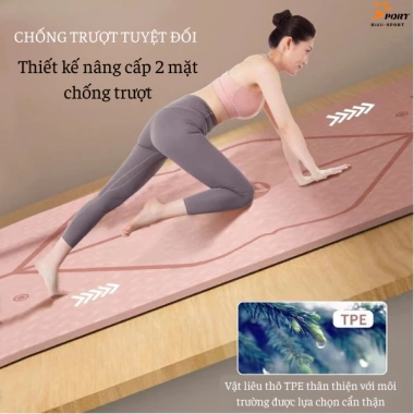 Thảm Yoga Định Tuyến 6-8mm TPE 2 lớp Chống Trượt, Tặng Túi Đeo, Giá 219k