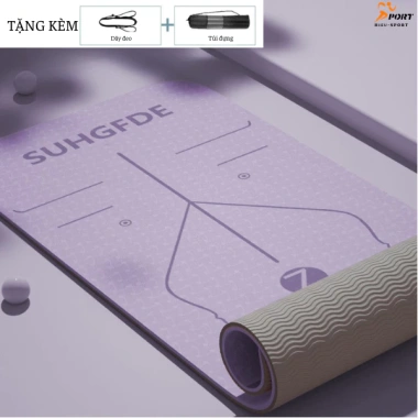 Thảm Yoga Định Tuyến 6-8mm TPE 2 lớp Chống Trượt, Tặng Túi Đeo, Giá 219k