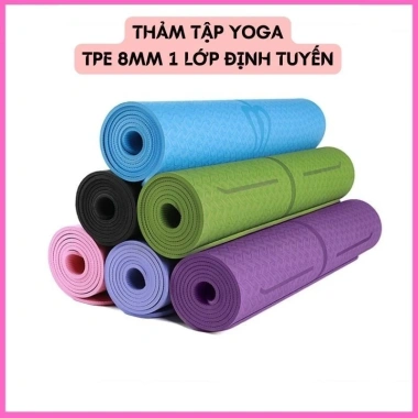 Thảm Yoga Định Tuyến 8mm TPE 2 Lớp Chống Trượt, Đàn Hồi Siêu Bền Chính Hãng Fuzy