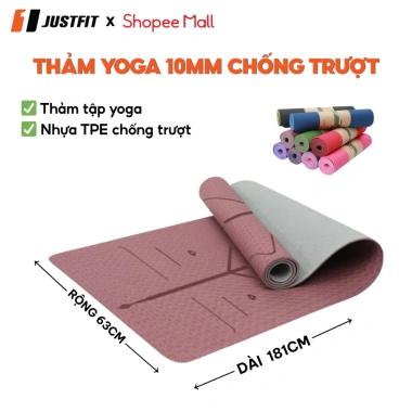 Thảm yoga JUSTFIT 10mm cao cấp, chống trượt, tập gym tại nhà - 199.000đ