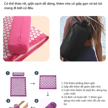 Thảm Yoga Massage Đệm Mát Xa Châm Cứu Bấm Huyệt Toàn Thân - Gai Giảm Đau, Tiện Dụng, 369k