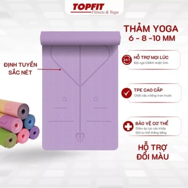 Thảm Yoga TPE 8mm Định Tuyến, Chống Trượt, Độ Đàn Hồi Cao - TOPBODY TOPFIT 75k
