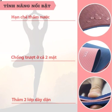 Thảm Yoga và Gym TPE 6mm-8mm 2 lớp cao cấp, chống trơn trượt, giảm giá 69.000₫