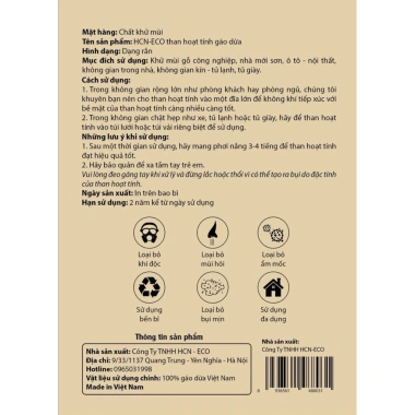 Than hoạt tính gáo dừa 1kg+5 túi HCN-ECO khử mùi, hút ẩm, chống mốc, lọc nước