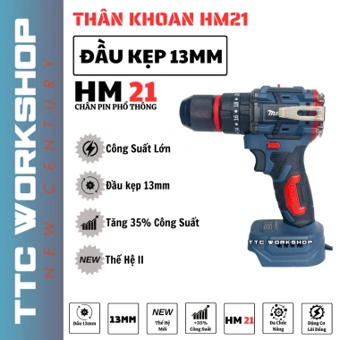 Thân máy khoan chân pin 13mm miếng inox, móc cài autolock - Giá ưu đãi 270.000₫