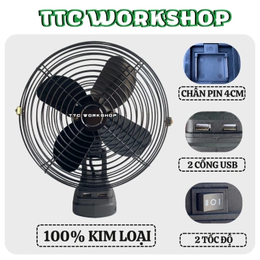 Thân quạt 8inch pin mạnh 2 cổng USB dùng chân pin 4cm Giá ưu đãi 195.000 VND 7