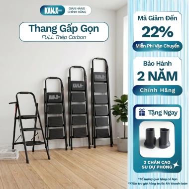 Thang gấp KANJI 3-7 bậc – Thang chữ A thép carbon dày, chịu tải 150kg, 545.000 VND