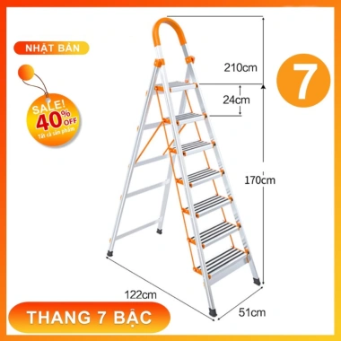 Thang Ghế Nhôm Hoàng Huy 3-7 Bậc 150kg - Tặng Chân Đế Cao Su, Rút Gọn Đa Năng, 450.600 VND 9
