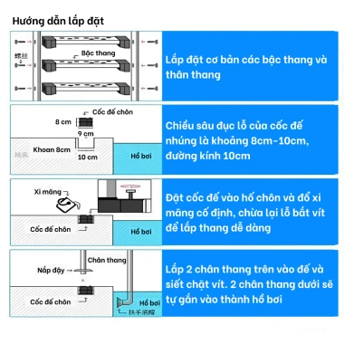 Thang hồ bơi 5 bậc Inox 304 - Chịu lực cao, chống gỉ, giá ưu đãi 2.799.000₫ 3