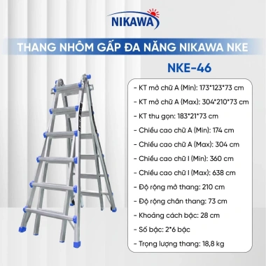 Thang nhôm NIKAWA NKE rút lồng xếp gọn 4-6 bậc – chính hãng, bảo hành 24 tháng 3
