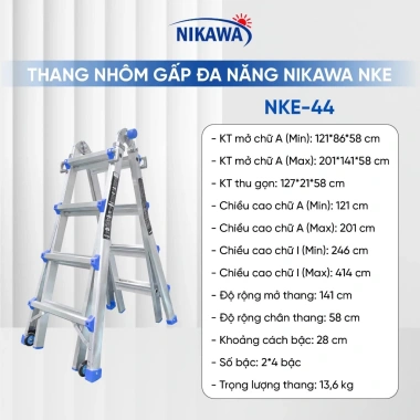 Thang nhôm NIKAWA NKE rút lồng xếp gọn 4-6 bậc – chính hãng, bảo hành 24 tháng 4