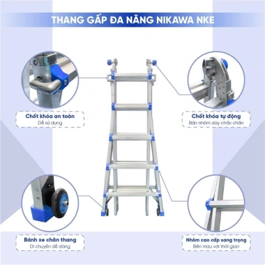 Thang nhôm NIKAWA NKE rút lồng xếp gọn 4-6 bậc – chính hãng, bảo hành 24 tháng 5