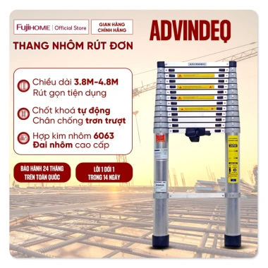 Thang nhôm rút 4.8M ADT212F đai nhôm cao cấp gấp gọn, khóa chốt tự động nhập khẩu - Giá ưu đãi 2.84tr