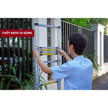 Thang nhôm rút 4.8M ADT212F đai nhôm cao cấp gấp gọn, khóa chốt tự động nhập khẩu - Giá ưu đãi 2.84tr