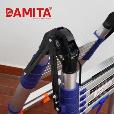 Thang nhôm rút chữ A 2.8+2.8 xếp gọn Đời mới T8.030 DAMITA, bảo hành 24 tháng