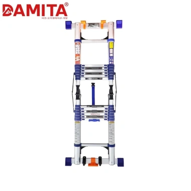 Thang nhôm rút chữ A 2.8+2.8 xếp gọn Đời mới T8.030 DAMITA, bảo hành 24 tháng