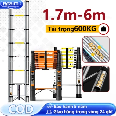Thang Nhôm Rút Inox 1.9-6.0m Dễ mang, khóa tự động, giá ưu đãi 628.800₫