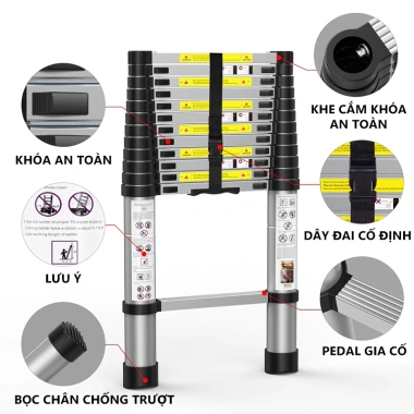 Thang Nhôm Rút Inox 1.9-6.0m Dễ mang, khóa tự động, giá ưu đãi 628.800₫ 6