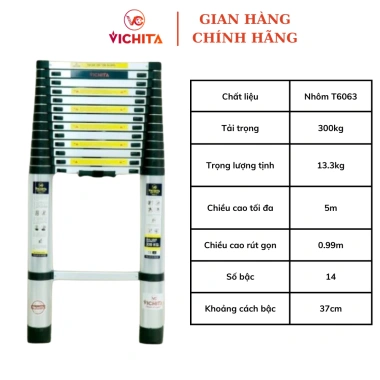 Thang Nhôm VICHITA 5m Rút Lên Hạ Xuống Dễ Dàng, Tặng 2 Chốt, Giá 2.65 Triệu 2