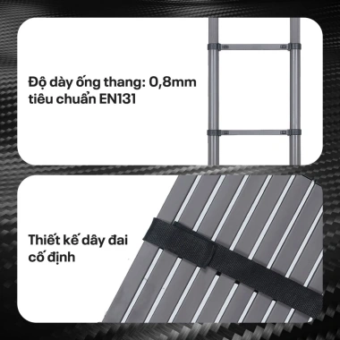 Thang rút đơn 2.7‑5.9m thép Carbon FUJIHOME nhập khẩu - Chữ I, khóa chốt an toàn, chân chống trơn trượt, giảm giá 780k